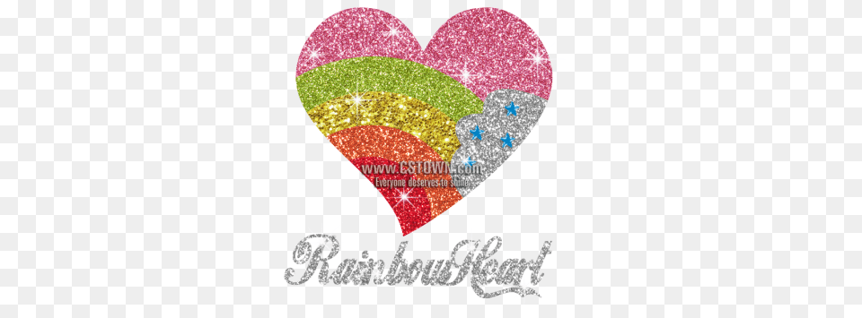 Glittery Rainbow Heart Hot Fix Ironon Transfer Cstown Sparkly, Balloon, Chandelier, Lamp Png
