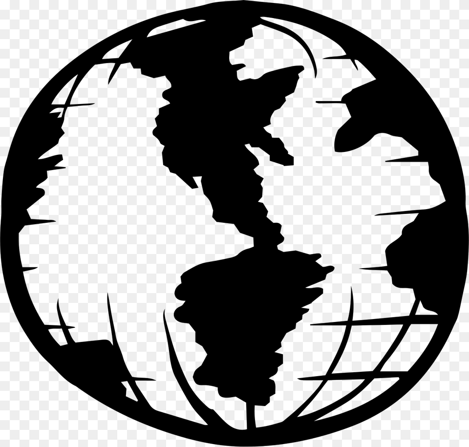 Globe Black And White, Gray Png