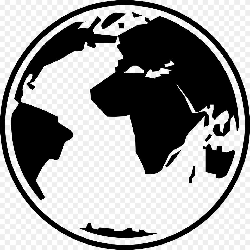 Globe Black And White Globe Clipart Black And Vector Globe Icon Svg, Gray Free Png