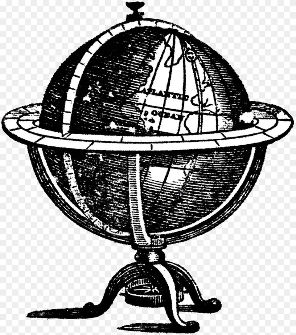Globe Clipart Steampunk On Transparent Antique Globe Black And White, Astronomy, Outer Space, Planet Free Png