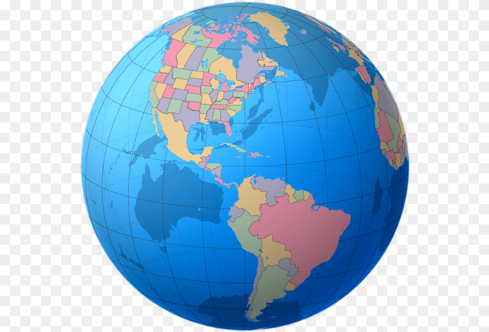 Globe Colourful On Americas Globe, Astronomy, Outer Space, Planet, Sphere Free Png
