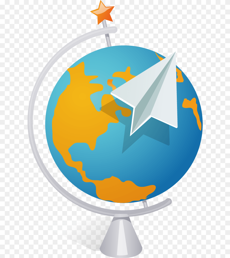 Globe Computer File Cartoon Paper Plane Around The World, Astronomy, Outer Space, Planet Free Png