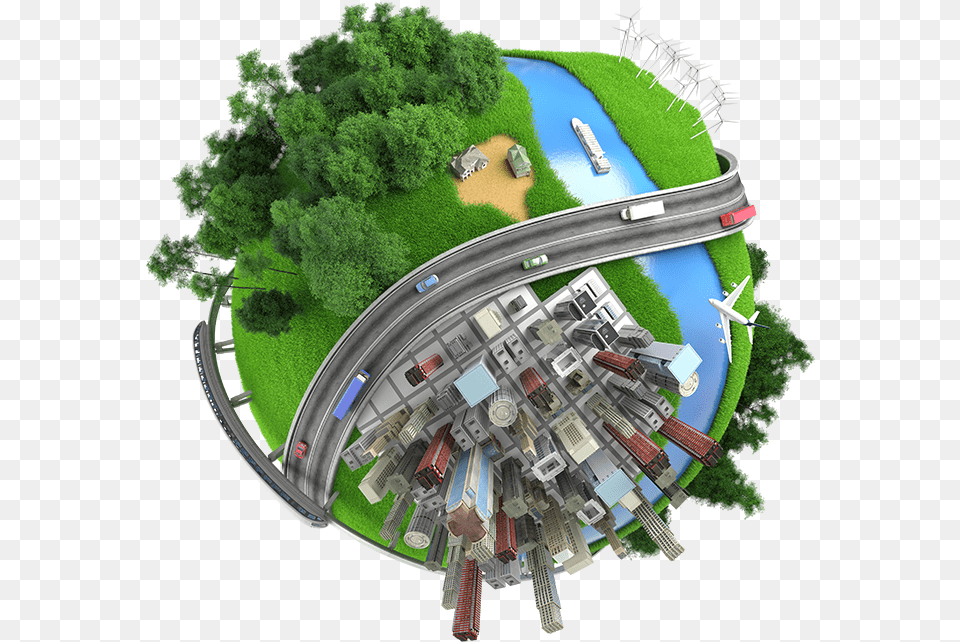 Globe Entorno Natural Y Construido, City, Neighborhood, Road, Land Png Image