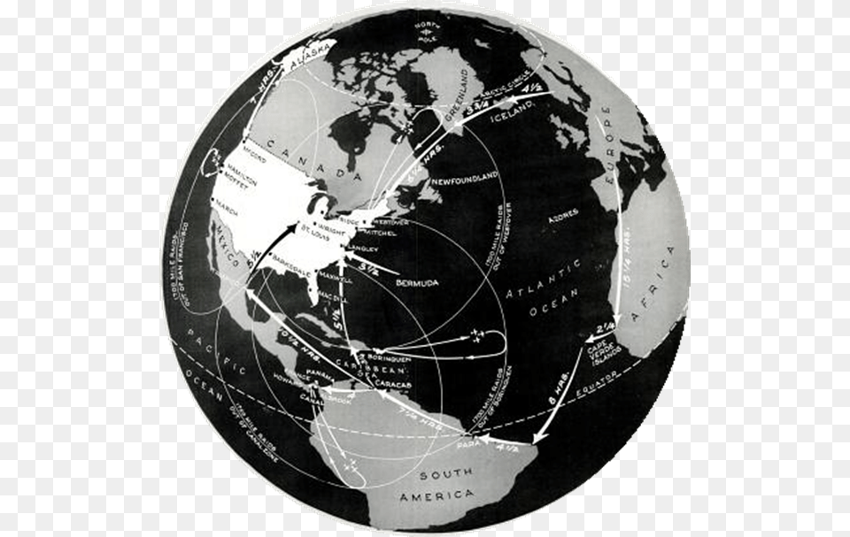 Globe Map Of Routes To Invade The Americas 600x607 World Class Quality, Astronomy, Outer Space, Planet, Disk Free Png Download