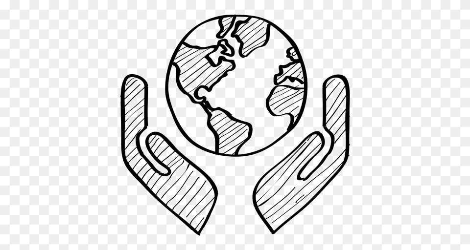 Globe On Hands Doodle, Astronomy, Outer Space, Planet, Face Free Png