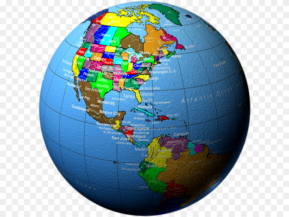Globe Showing North America And Central America City, Astronomy, Outer Space, Planet, Sphere Png Image