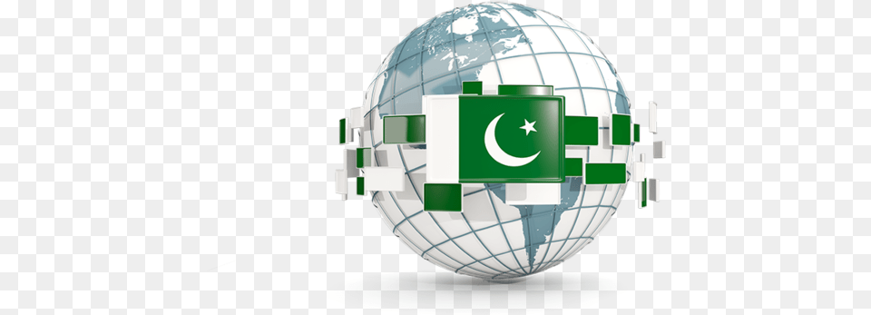 Globe With Line Of Flags Illustration Flag Pakistan Pakistan Globe, Green, Sphere, Astronomy, Outer Space Png