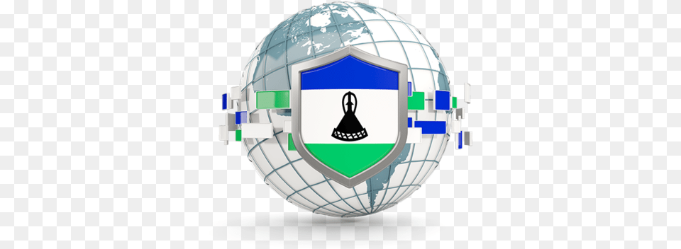Globe With Shield Lesotho Flag, Astronomy, Outer Space Free Transparent Png