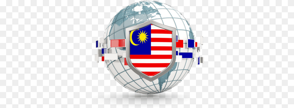 Globe With Shield Malaysia Flag Globe Png