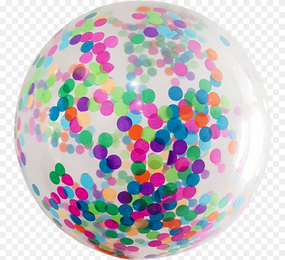 Globo Confeti No Globo Con Confeti Payaso, Sphere, Balloon, Plate, Confetti Png Image