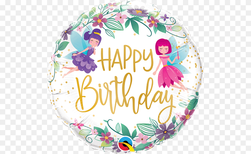 Globo Foil Hadas Flores Silvestres Balloon, Person, Birthday Cake, Cake, Cream Png