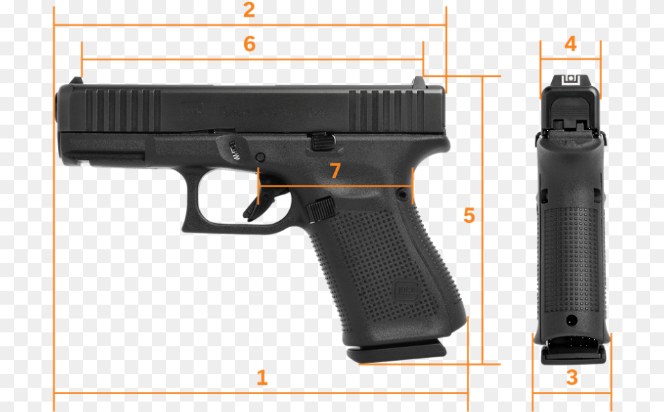 Glock 19 Gen 5 Fs, Firearm, Gun, Handgun, Weapon Png
