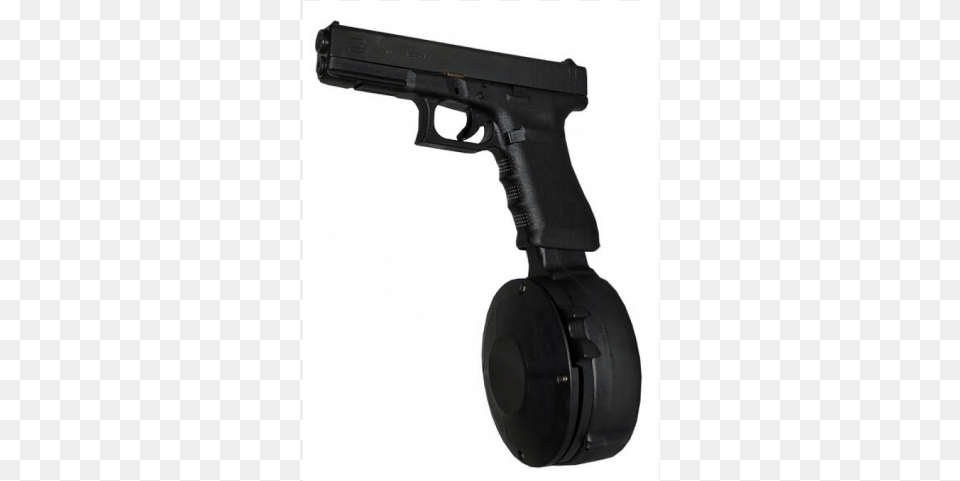 Glock 22 Drum Magazine, Firearm, Gun, Handgun, Weapon Free Png