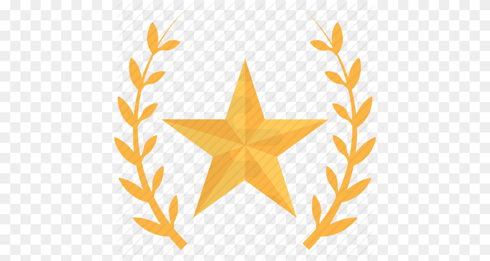 Glory Star Gold Star Laurel Wreath Power Symbol Victory Icon, Star Symbol, Leaf, Plant Free Png