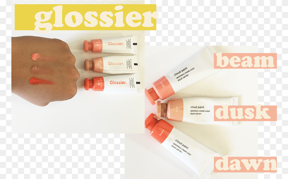 Glossier Cloud Paints Swatches Colors New Review Orange, Lipstick, Cosmetics, Baby, Person Free Png