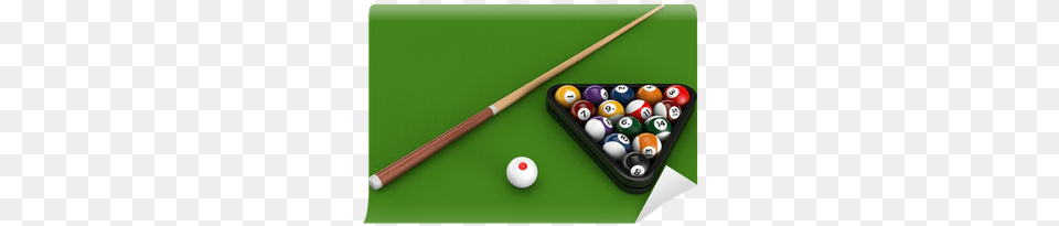 Glossy Billiard Balls Set With Cue Wall Mural Pixers Cue Sports, Table, Indoors, Furniture, Field Hockey Stick Png Image