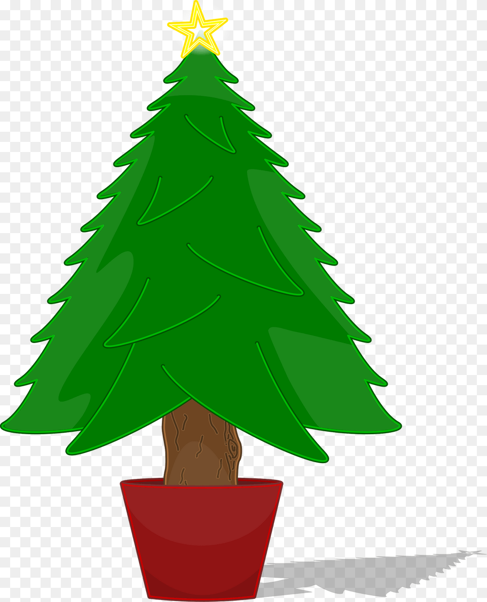 Glossy Christmas Tree In A Brown Pot Clipart, Plant, Christmas Decorations, Festival, Fir Free Png