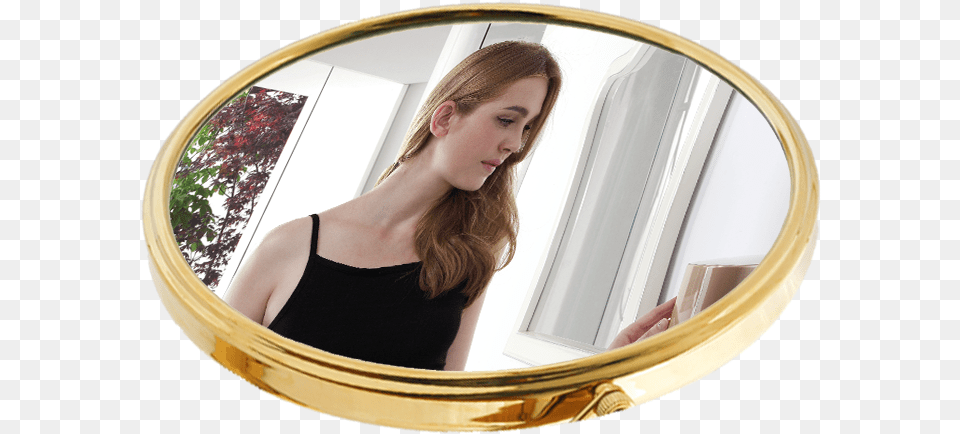 Glossy Gold Finish Mirror, Photography, Adult, Person, Woman Png