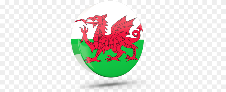 Glossy Round Icon 3d Welsh Flag, Dragon Png Image