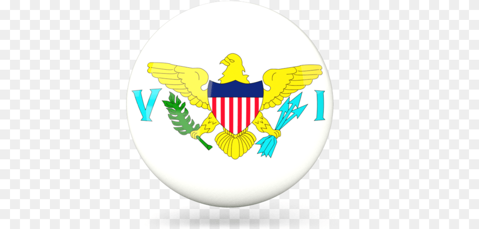 Glossy Round Icon Flag Of The United States Virgin Islands, Emblem, Symbol, Logo, Badge Png Image