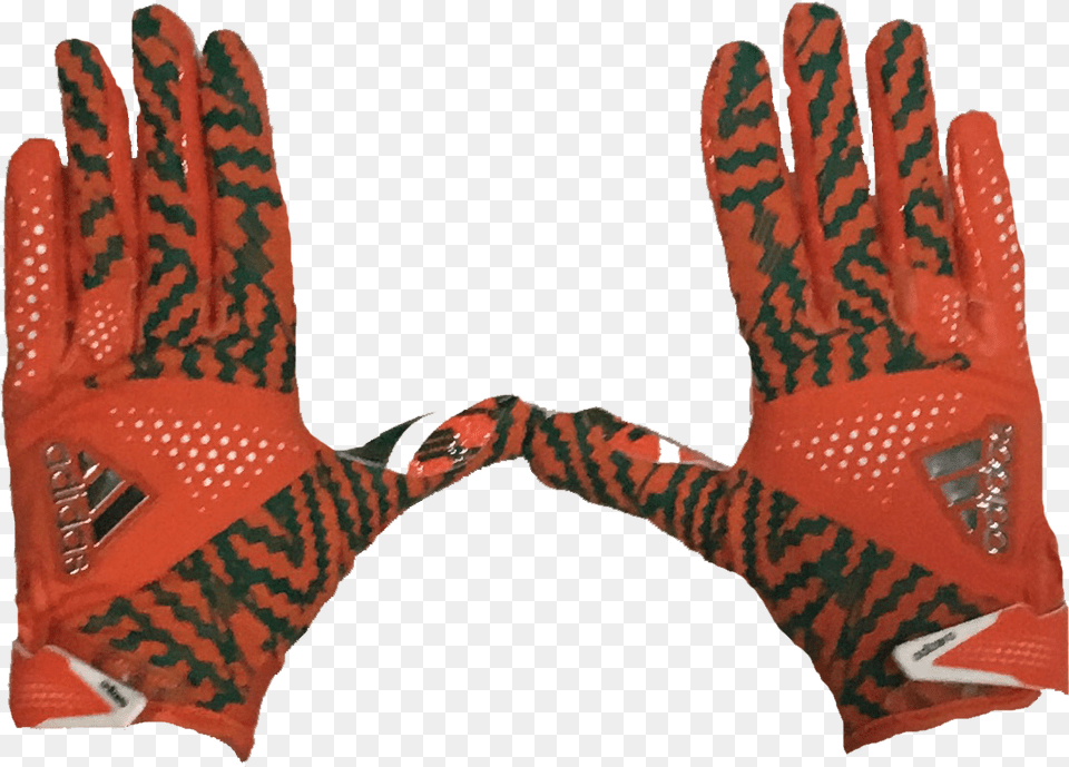 Gloves Miami Hurricanes Adizero By Adidas Football Miami Hurricanes Adidas Football Gloves, Baseball, Baseball Glove, Clothing, Glove Free Png Download
