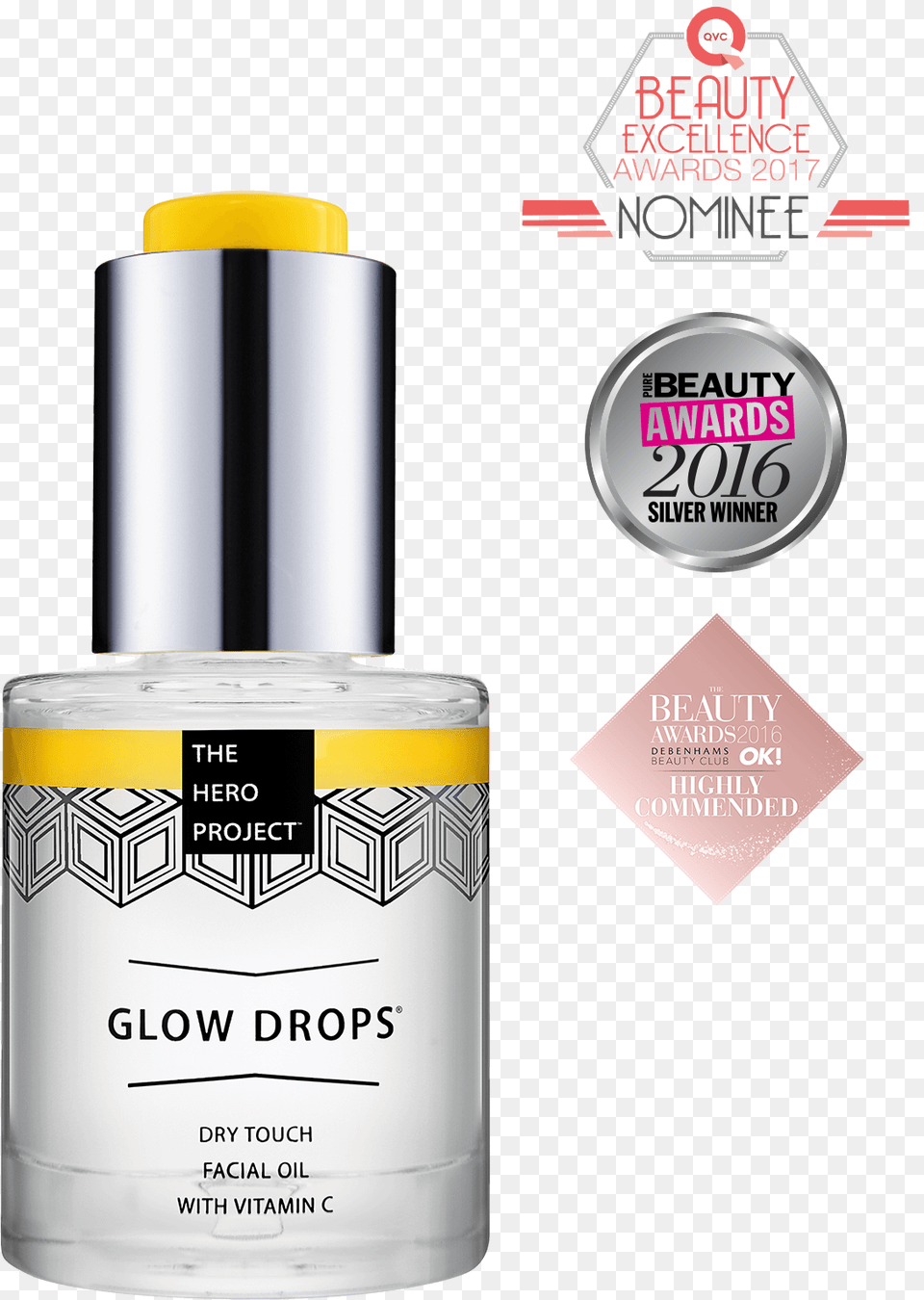 Glow Drops Bottle The Hero Project Glow Drops Dry Touch Facial Oil, Cosmetics, Perfume, Tape, Can Free Png Download
