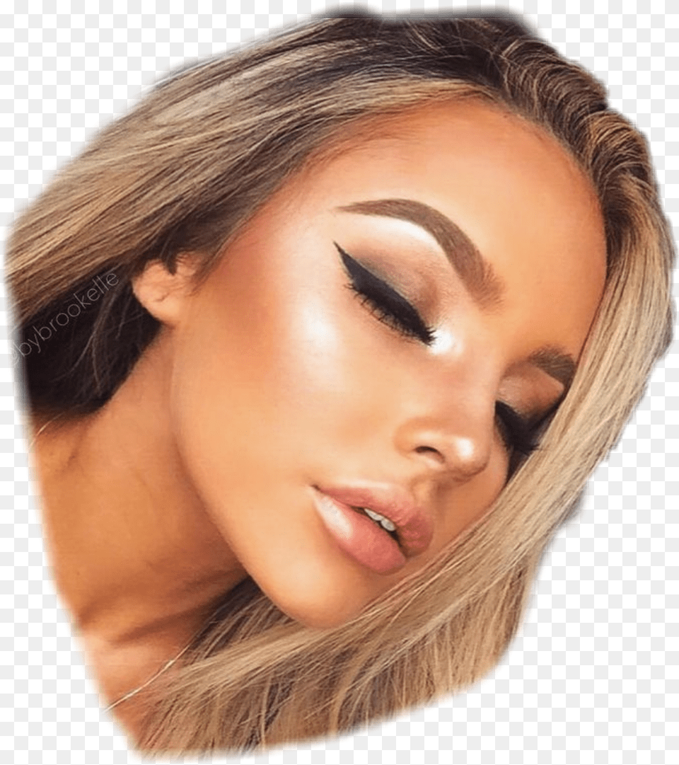 Glow Eyeliner Makeup Highlight Skin Dewy Tumblr Cute Girls With Makeup, Adult, Face, Female, Head Png