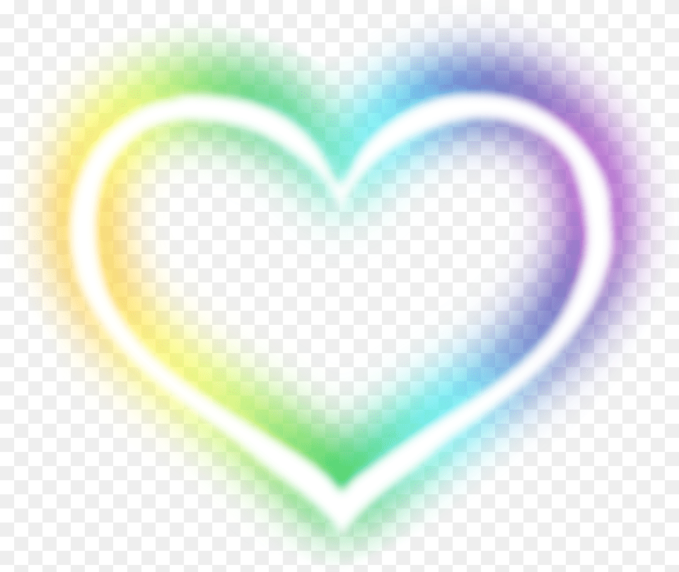 Glow Heart Neon Rainbow Sticker By Mindymae Girly, Light, Art, Graphics Png Image