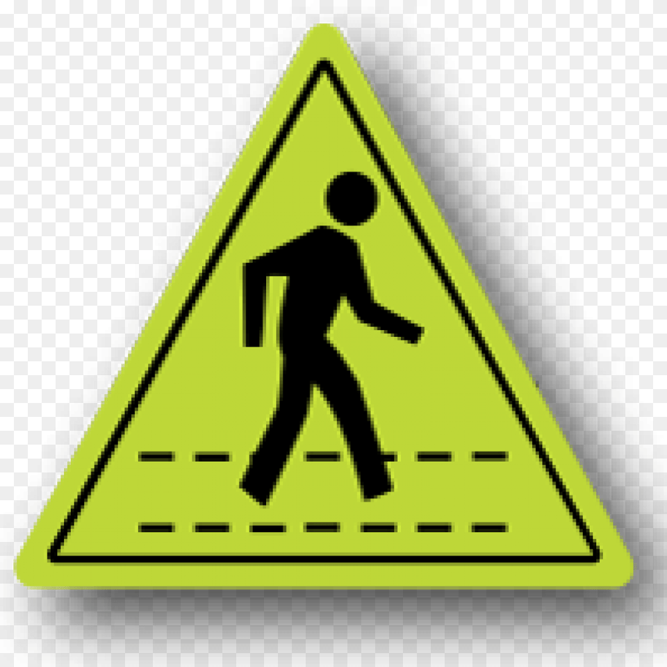 Glow In The Dark Visual Management Pedestrian Sign, Triangle, Adult, Male, Man Free Png Download