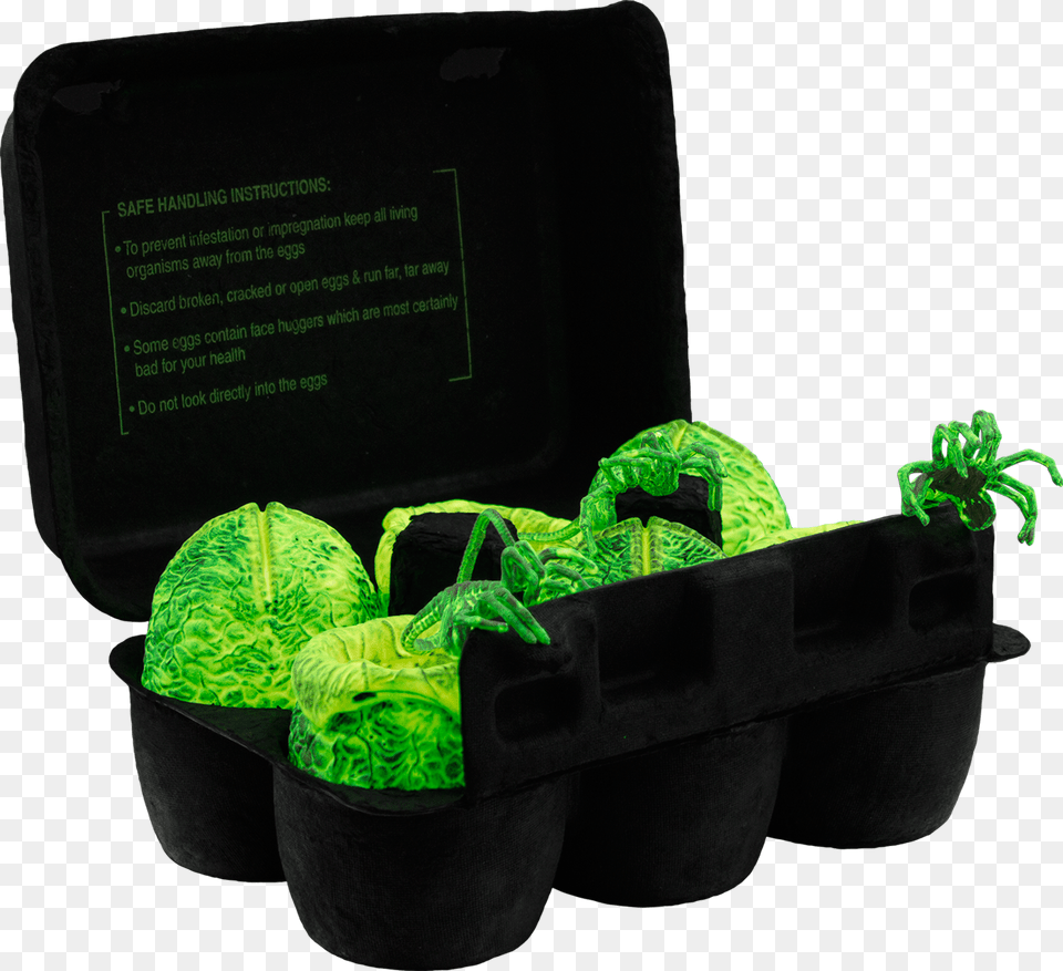 Glow In The Dark Xenomorph Eggs In Carton Box, Green, Treasure Free Png