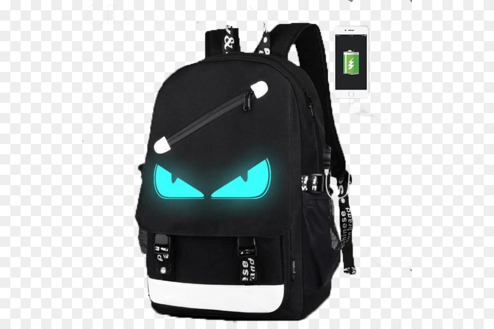 Glowing Backpack Usb Charger School Bag For Men, Backpacking, Person Png Image