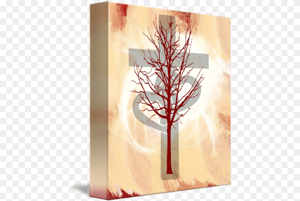 Glowing Cross Two Hearts Red Tree By Jessica Hughes Maple, Canvas, Art, Modern Art, Plant Png Image
