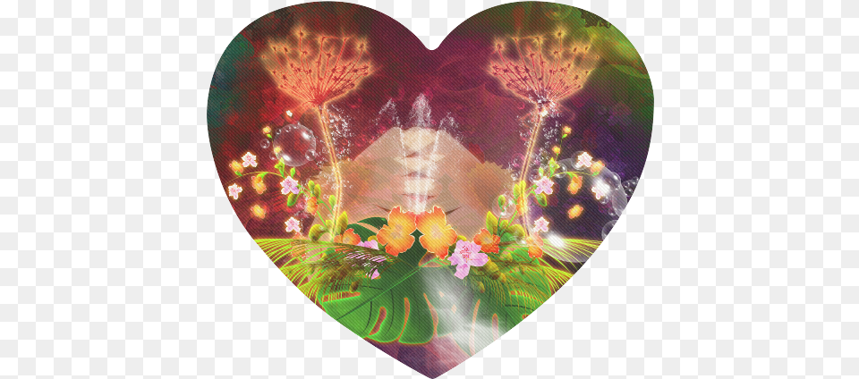Glowing Flowers Heart Shaped Mousepad Heart, Pattern, Art Png Image