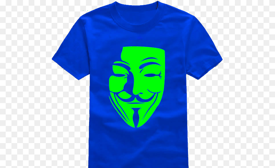 Glowing Guy Blue T Shirt Guy Fawkes Mask Cartoon, Clothing, T-shirt, Face, Head Free Png