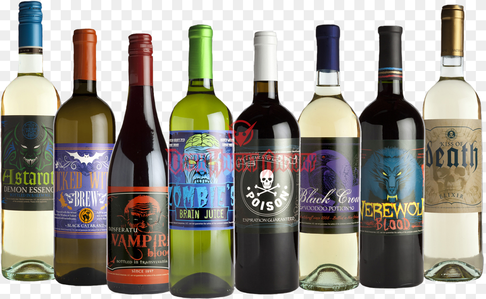 Glowing Halloween Slapsticker Wine Bottle Labels Morbid Glow Wine Bottle Stickers, Alcohol, Beverage, Liquor, Wine Bottle Free Png Download