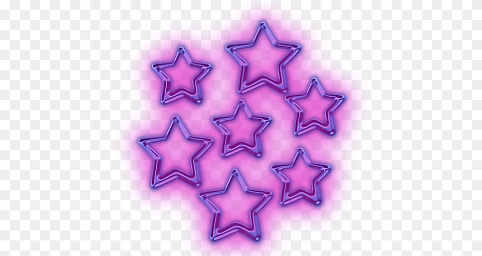 Glowing Stars Snapchat Star Purple Neon Purple Stars Clipart, Symbol, Birthday Cake, Cake, Cream Free Png Download