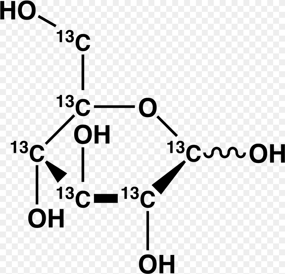 Glucose 13c6 Diagram, Gray Png