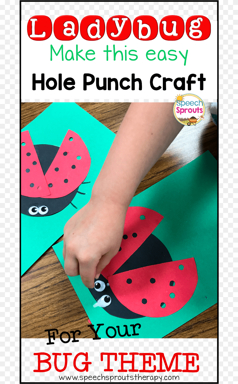 Gluing Wiggle Eyes Above Hole Punched Red Ladybug Wings, Baby, Person Png Image