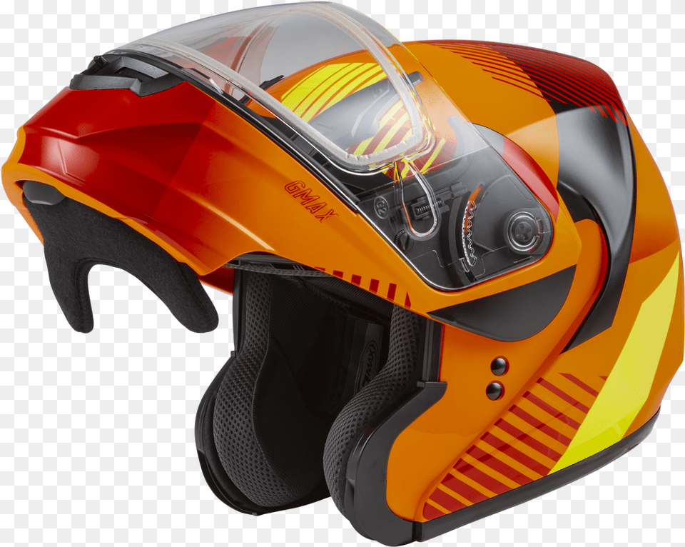 Gmax Md04 Modular Snow Helmet Reserve Graphic Neon Orange Hi Vis Bicycle Helmet, Crash Helmet Free Png Download