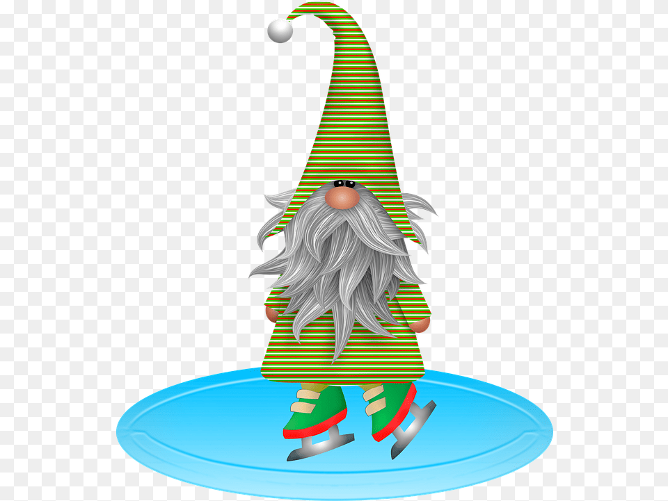Gnome Ice Skating Christmas Image On Pixabay Clip Art Gnomes Christmas, Elf, Clothing, Hat, Christmas Decorations Free Png