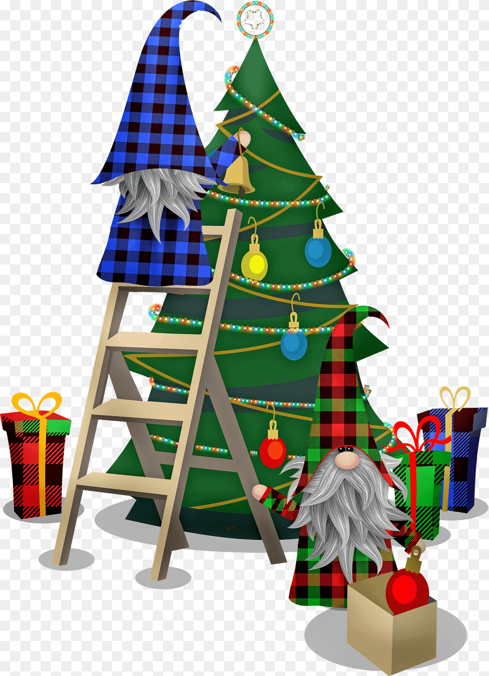 Gnomes Preparing Christmas Tree Clipart, Adult, Female, Person, Woman Png