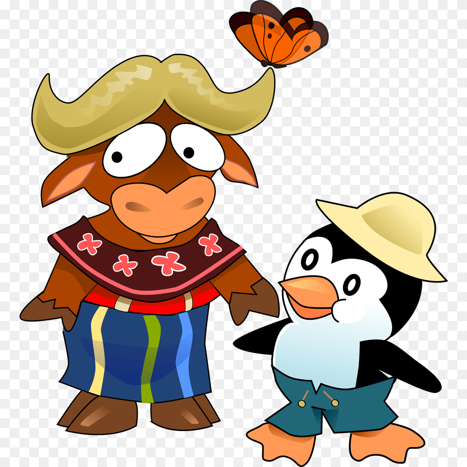 Gnu And Penguin Dressed Up Clipart, Clothing, Hat, Baby, Person Free Transparent Png