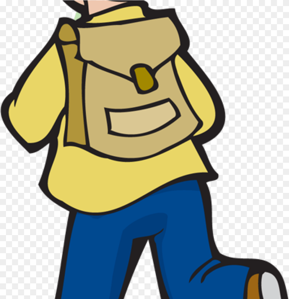 Go Clipart Go Clipart Go Cliparts School Bag On Back Clipart, Person, Walking, Clothing, Coat Free Png