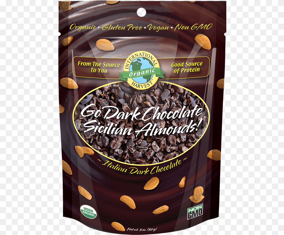 Go Dark Chocolate Sicilian Almonds Dark Chocolate, Food, Produce Free Png