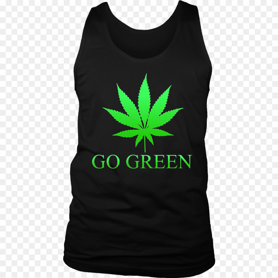 Go Green Weed T Shirt San Francisco Pot Leaf Decal Large Sizes Black Or White, Clothing, Tank Top, Person, Plant Free Png Download