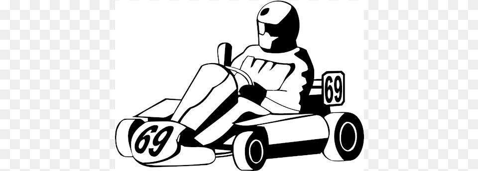 Go Kart Go Karting Black And White, Vehicle, Transportation, Grass, Lawn Free Png