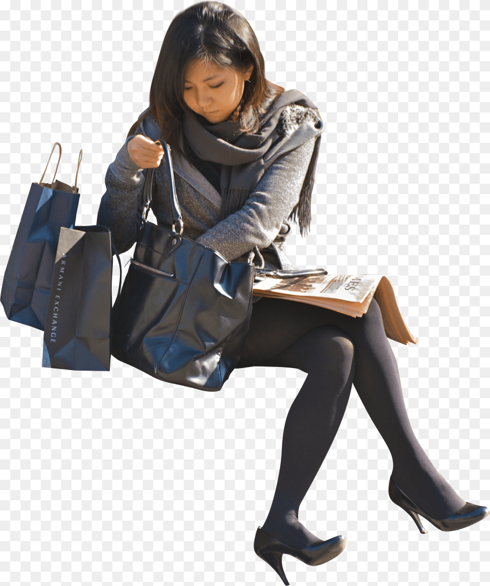 Go To Image Asian People Sitting, Accessories, Handbag, Bag, Woman Free Png Download