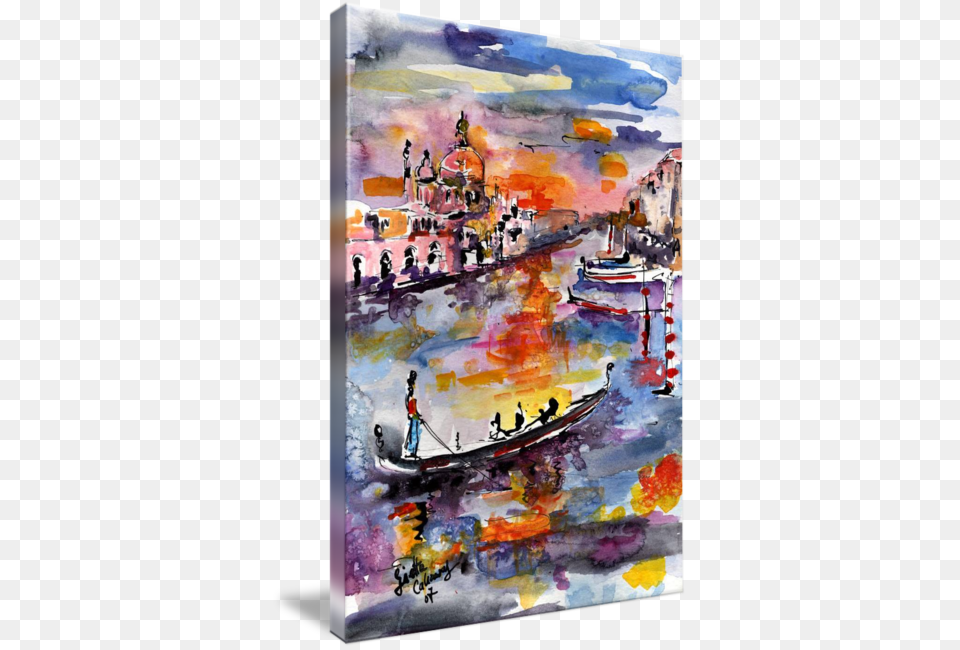 Go To Venice Italy Gondolas Grand Canal Watercolor, Art, Modern Art, Painting, Canvas Png Image