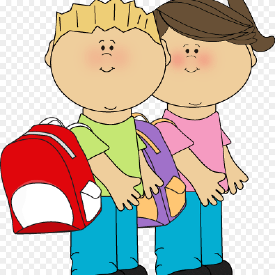 Go To School Clipart Mountain Clipart Hatenylo Kid With Backpack Clipart, Bag, Baby, Person, Face Png Image