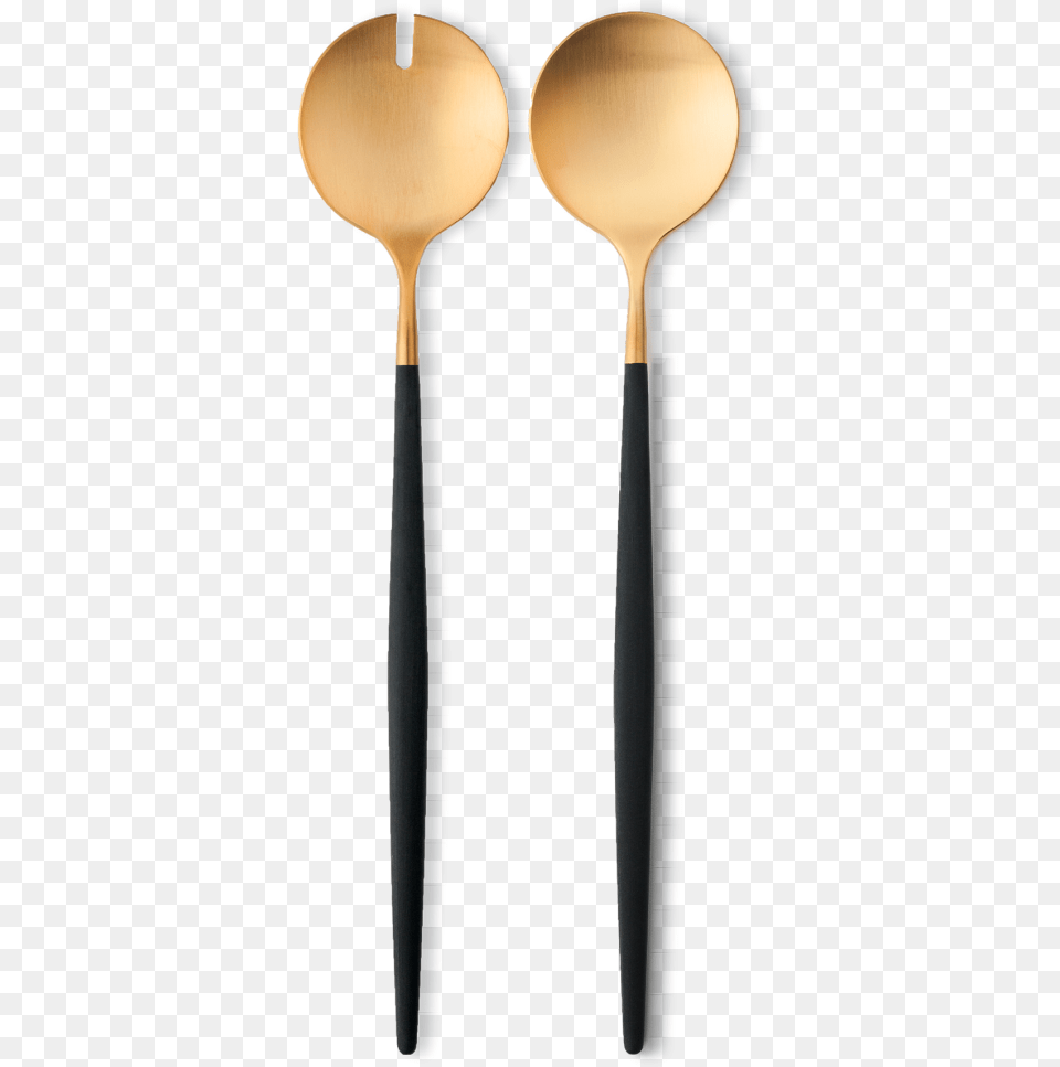 Goa Salad Servers Brushed Gold And Black Handle In 2020 Cutipol Gold Serving Sets, Cutlery, Spoon, Fork Png